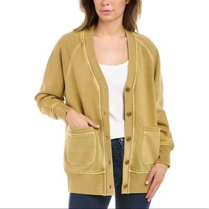 Alex Mill David Fleece Cardigan warm khaki size xs 100% cotton button…